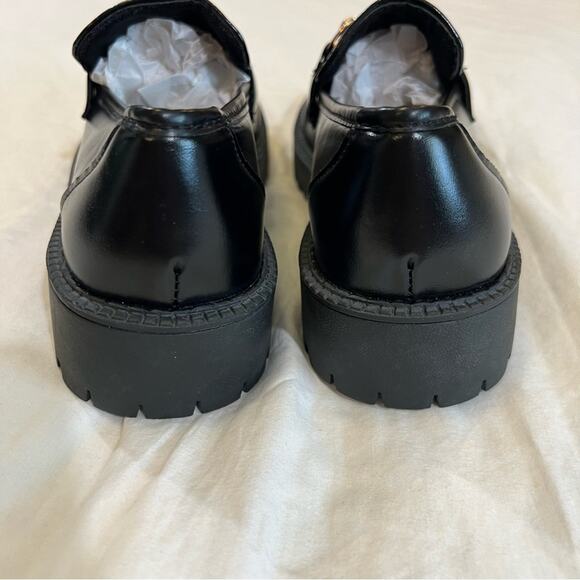 SHEIN Chain Decor Slip On Wedge Loafer Flatform Shoe Black sz 8 (CN40) - Picture 11 of 16